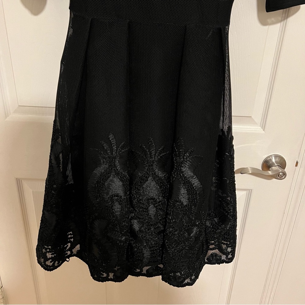 Maje Black Embroidered Cocktail Dress (With Added Sleeves & Slip) Size 3 US 8-10 - Picture 4 of 11